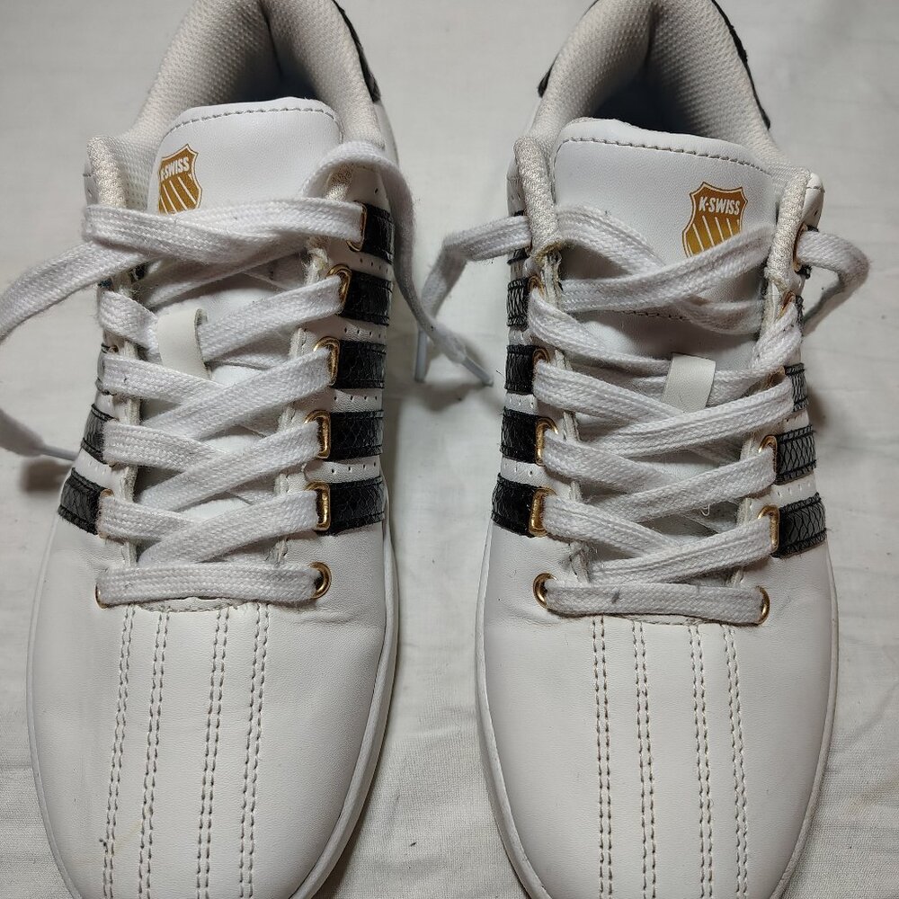 Women's Size 7.5 White & Gold K-Swiss VN Sneakers